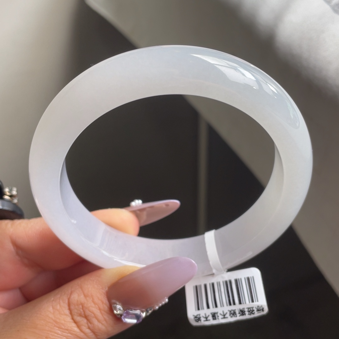 翡翠未镶嵌手镯【大圈小万强推】糯冰奶白正圈手镯