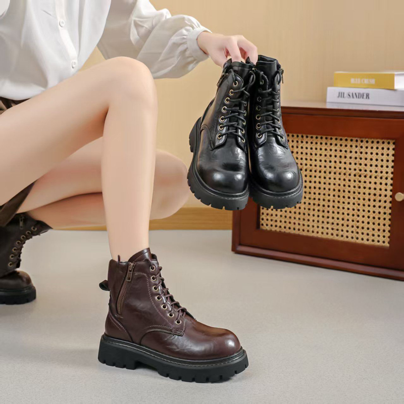 新款时尚复古圆头加绒厚底切尔西马丁靴985-1