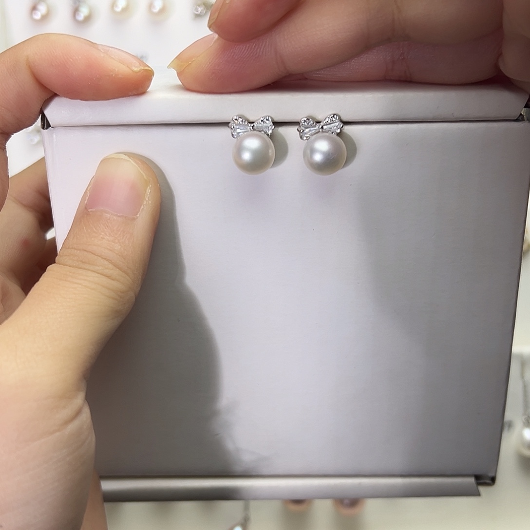 淡水珍珠耳饰银S925镶嵌