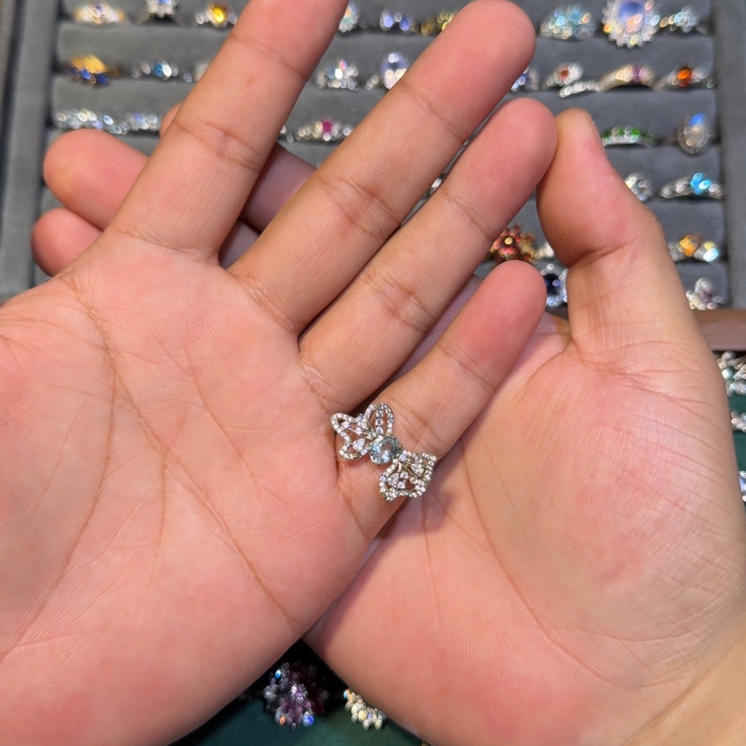 海蓝宝石戒圈银S925镶嵌