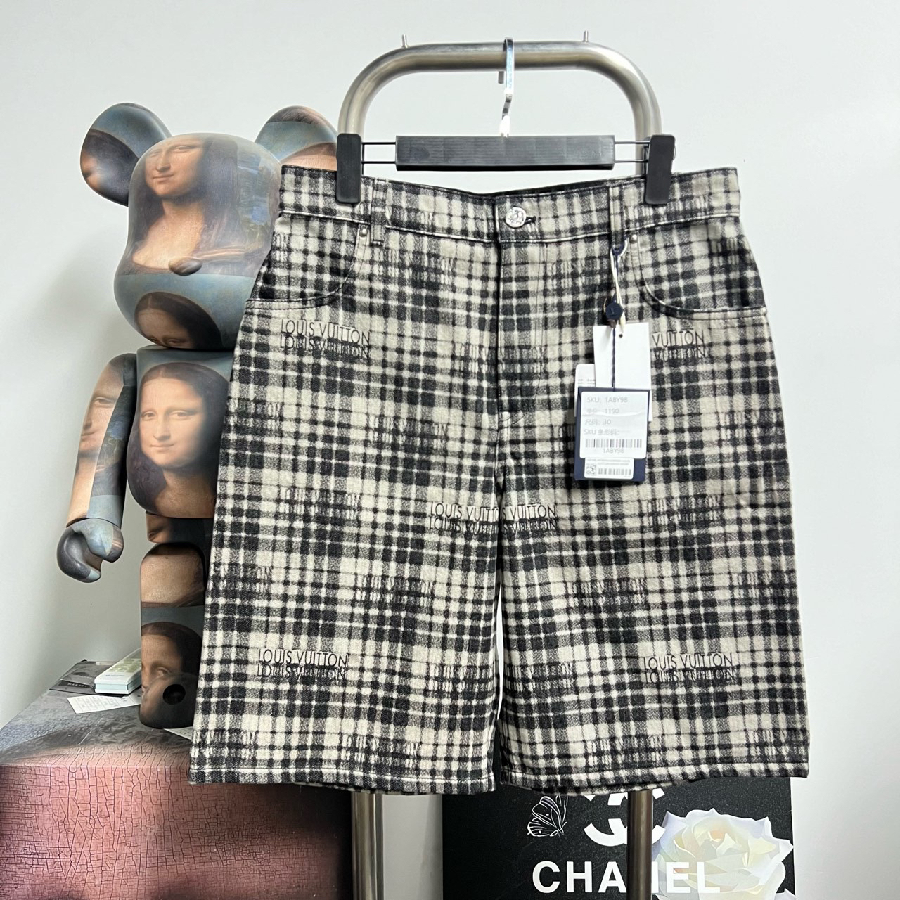 未使用 LouisVuitton/路易威登 sf满印格纹牛仔短裤O1440尺码:30