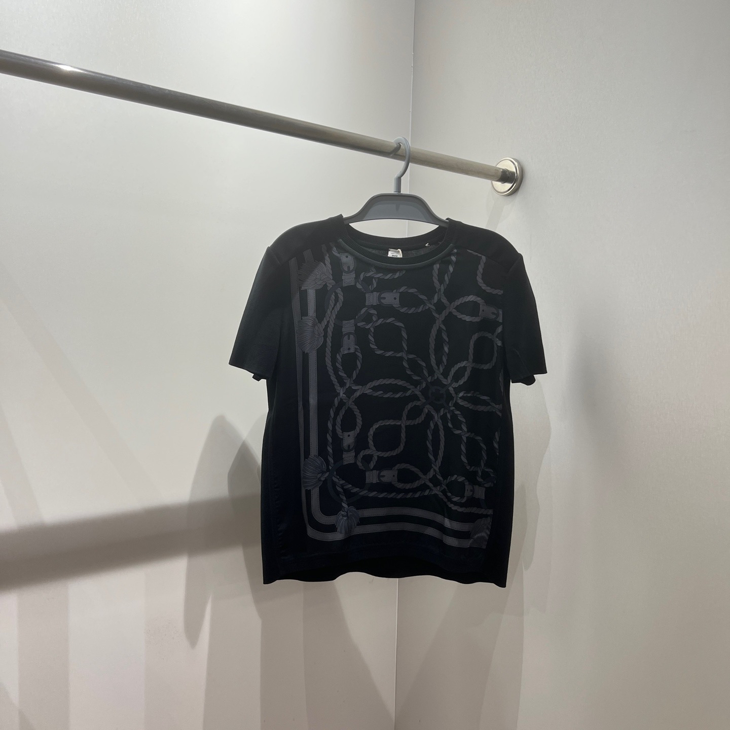 99新 Hermes/爱马仕 dec294 锁绳图案真丝短袖 桑蚕丝