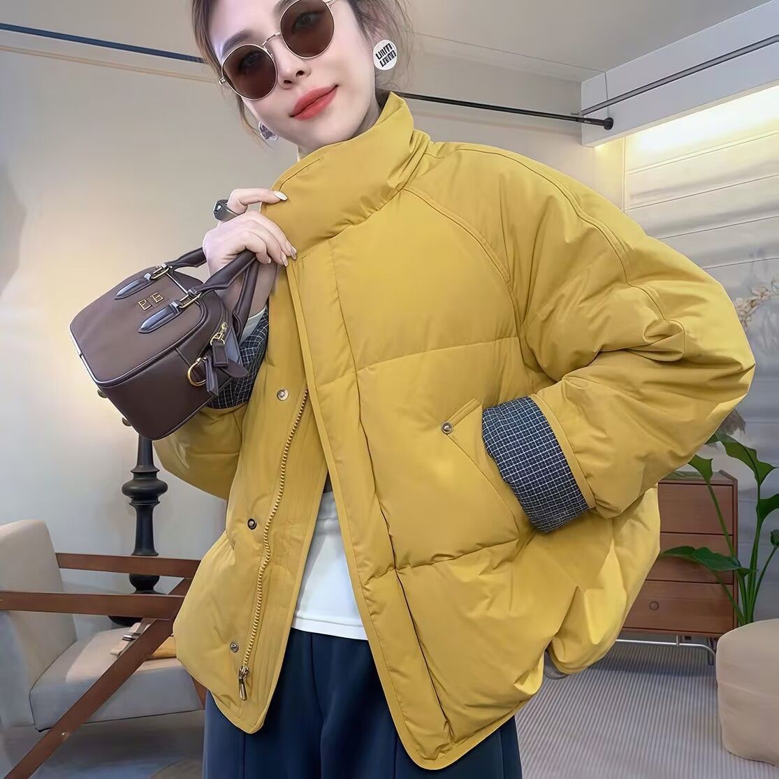 冬季新款短棉衣女韩版时尚百搭显瘦棉服长袖休闲上衣加厚保暖外套