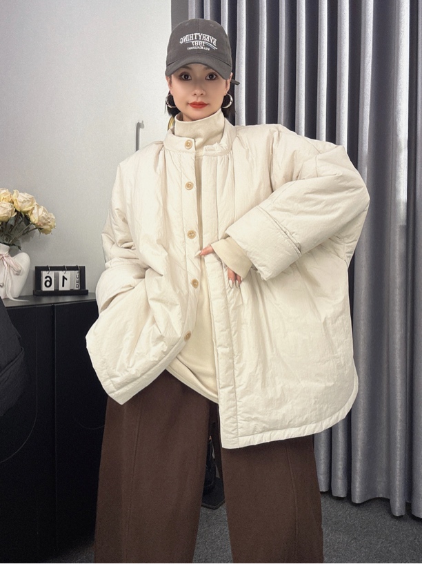 婉倾（圆领韩系小棉服）超大版常规厚度冬季休闲短款棉服遮肉遮屁股