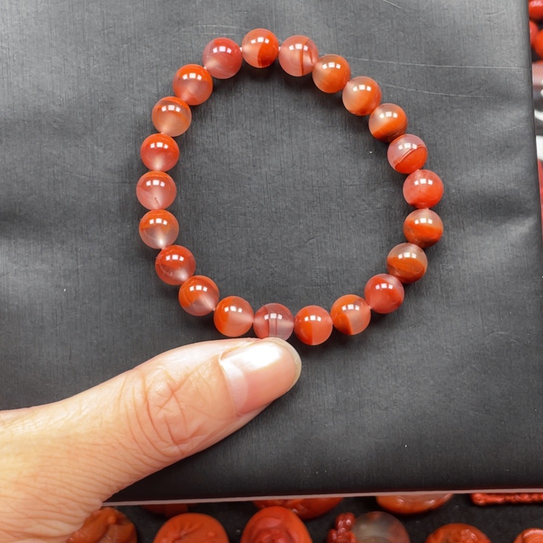 南红玛瑙未镶嵌精品聚宝盆手串卡8