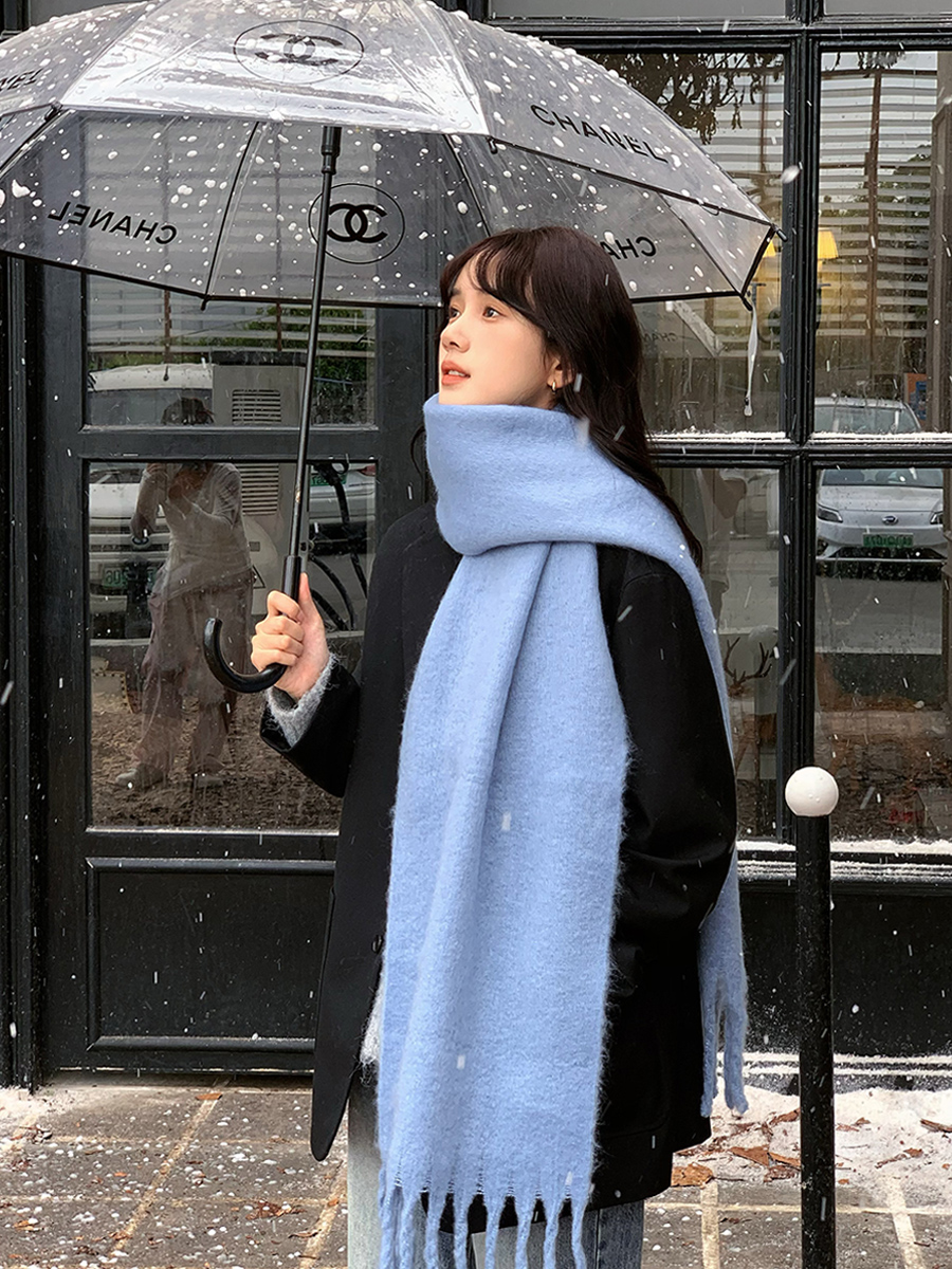 成人通用双面可爱风学生日系围巾韩版保暖波点森系