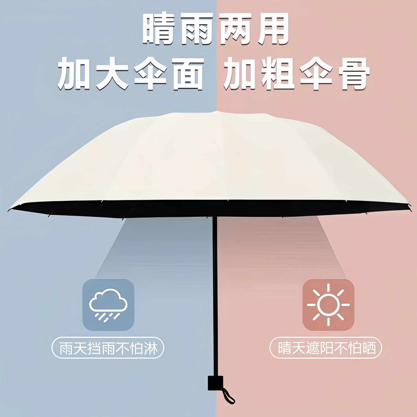 雨伞男女晴雨两用手动折叠防晒防紫外线大号加固学生上学伞遮阳伞