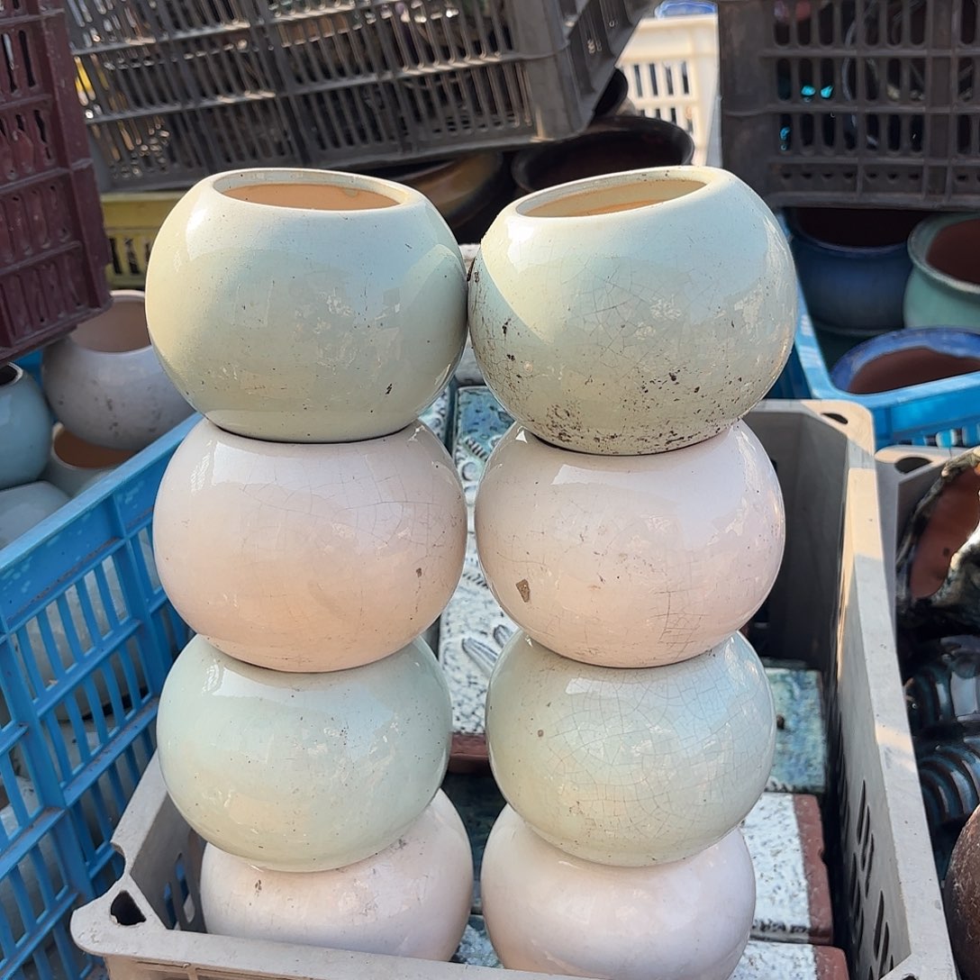 紫砂花盆口10高10八个球