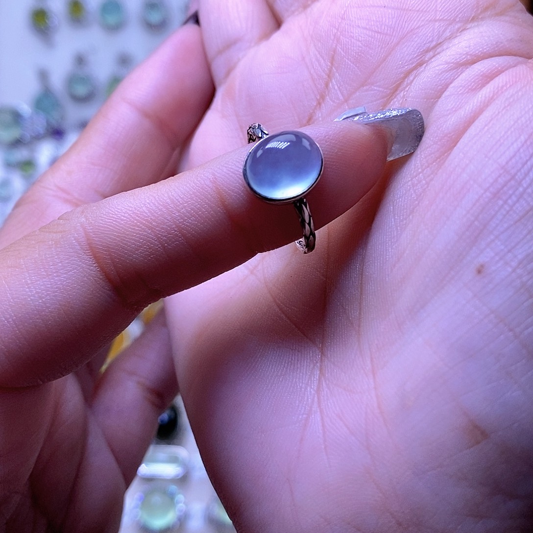 岫玉银S925镶嵌戒指