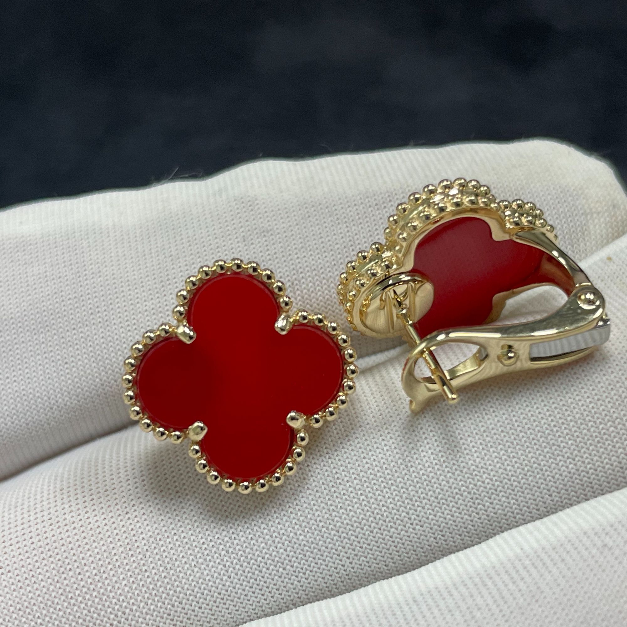 18k金单花红玛瑙耳拍     多样性发一对