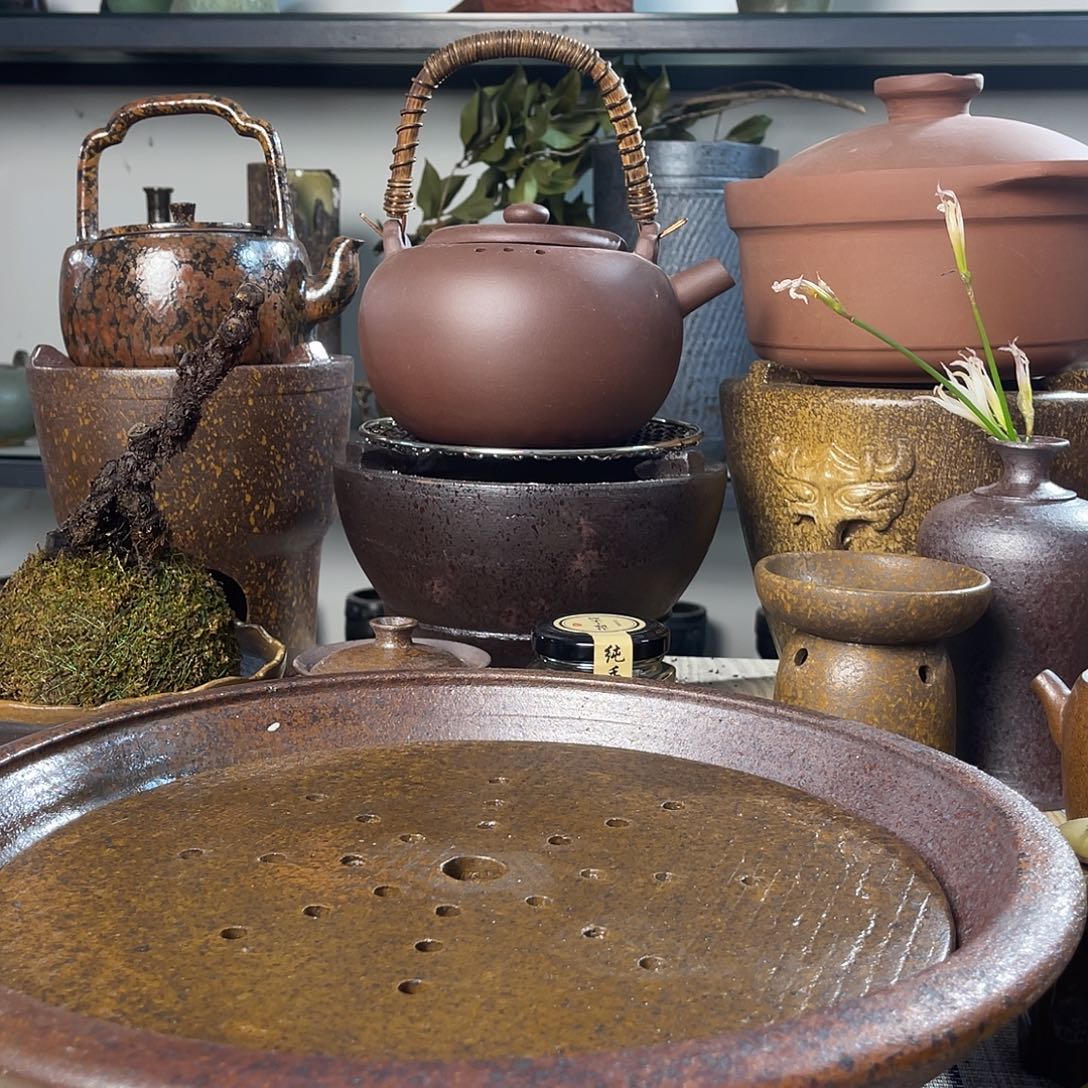 壶紫砂粗陶实用茶盘
