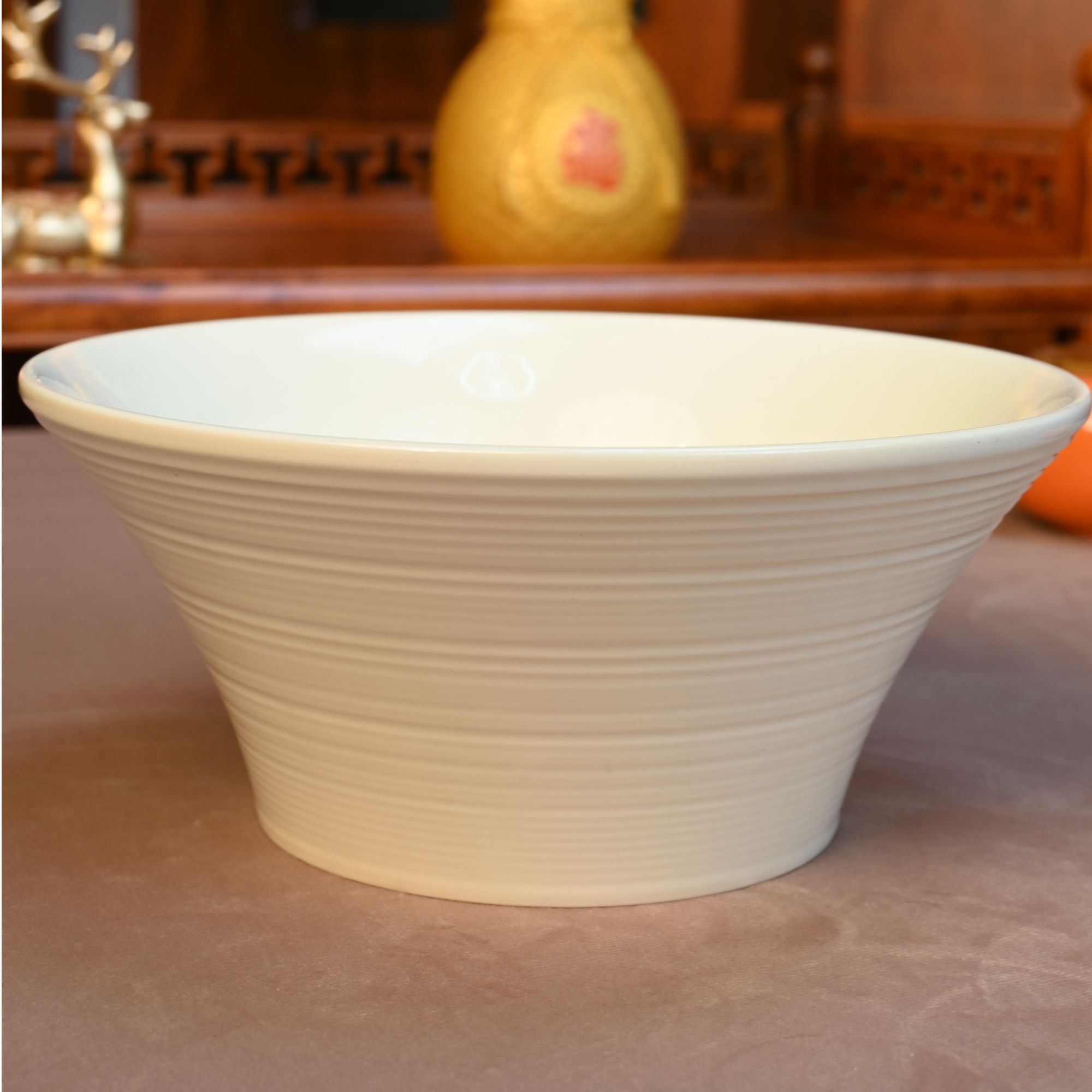 （奶呼呼一只面）8英寸奶呼呼大福芦面碗大碗纯色陶瓷日式简约螺纹