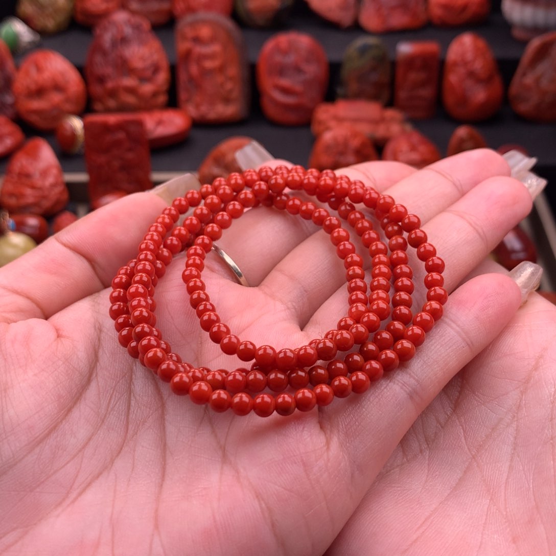 南红玛瑙南红川料佛珠4.1mm未镶嵌