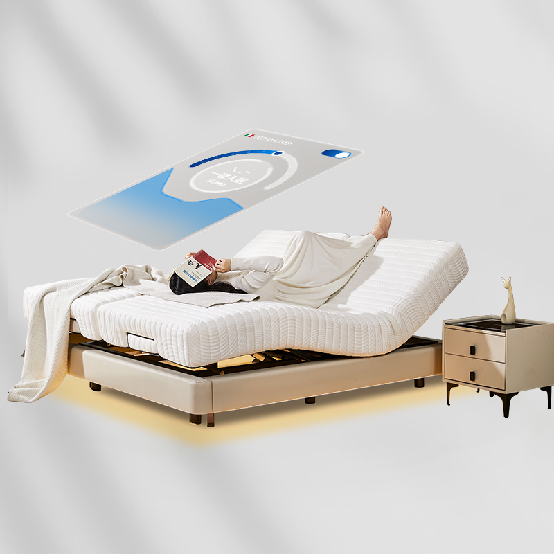 无床头电动儿童智能床小户型奶油风无靠背可升降功能床