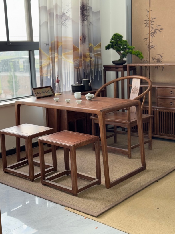 新中式阳台新中式家用组合实木新中式茶台阳台小茶桌阳台小茶桌