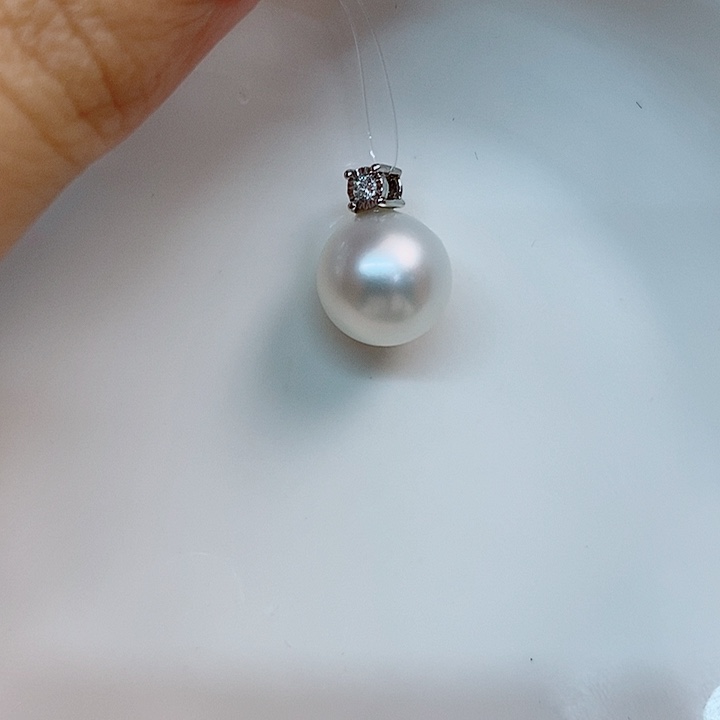 海水珍珠吊坠(不含链)18K金镶嵌澳白12-13mm