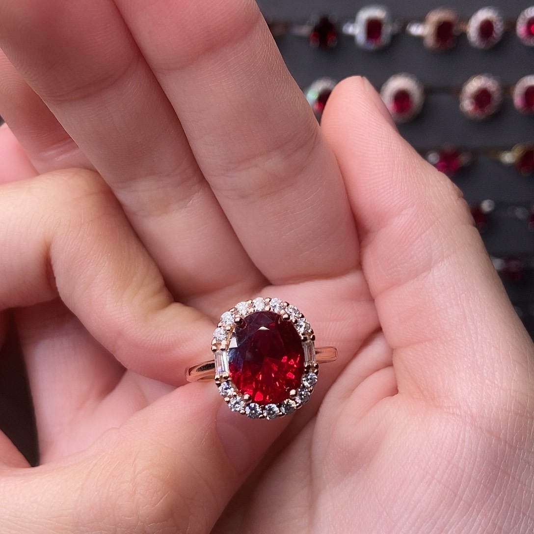 银S925镶嵌红宝石戒指