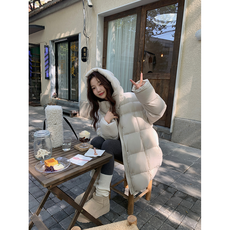 张贝贝锁温速暖 90白鸭绒 奶油小方包羽绒服