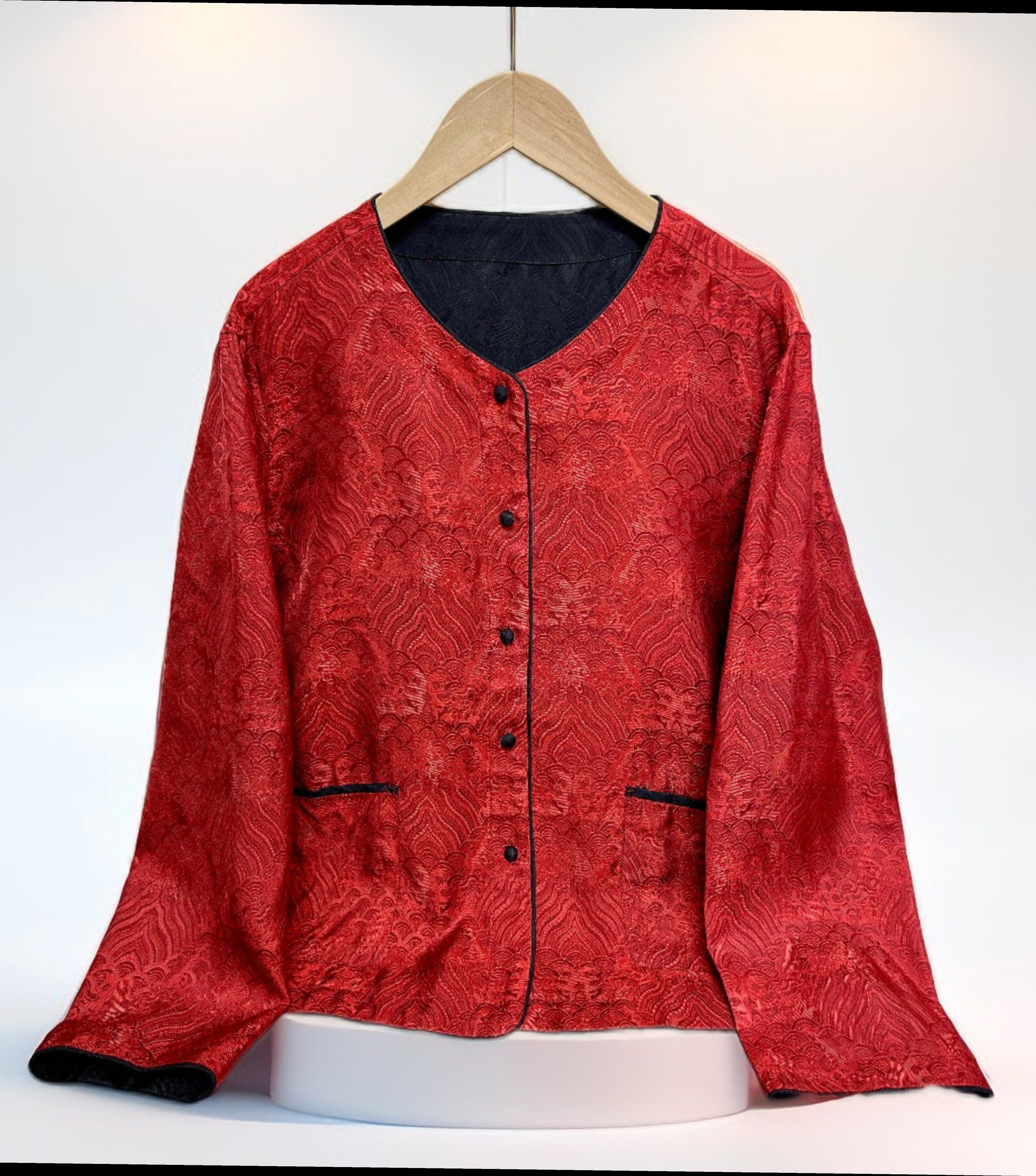 【红色 水波刻花】新中式国风新款上衣外套