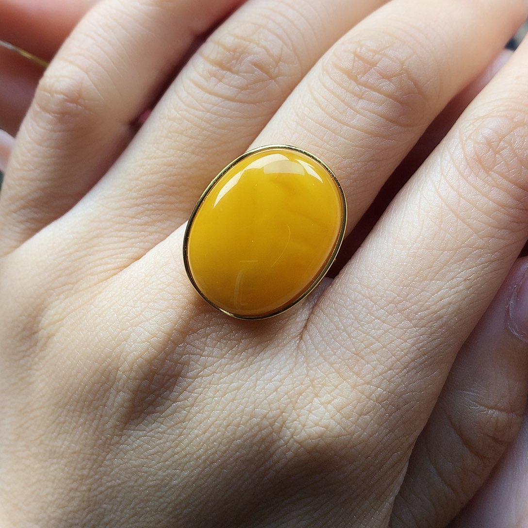 蜜蜡银S925镶嵌戒指戒指