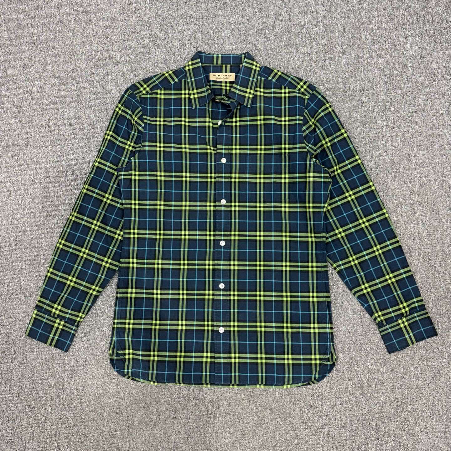 99新 BURBERRY/博柏利 14147154巴宝莉 绿色格纹长袖衬衫 S码99新