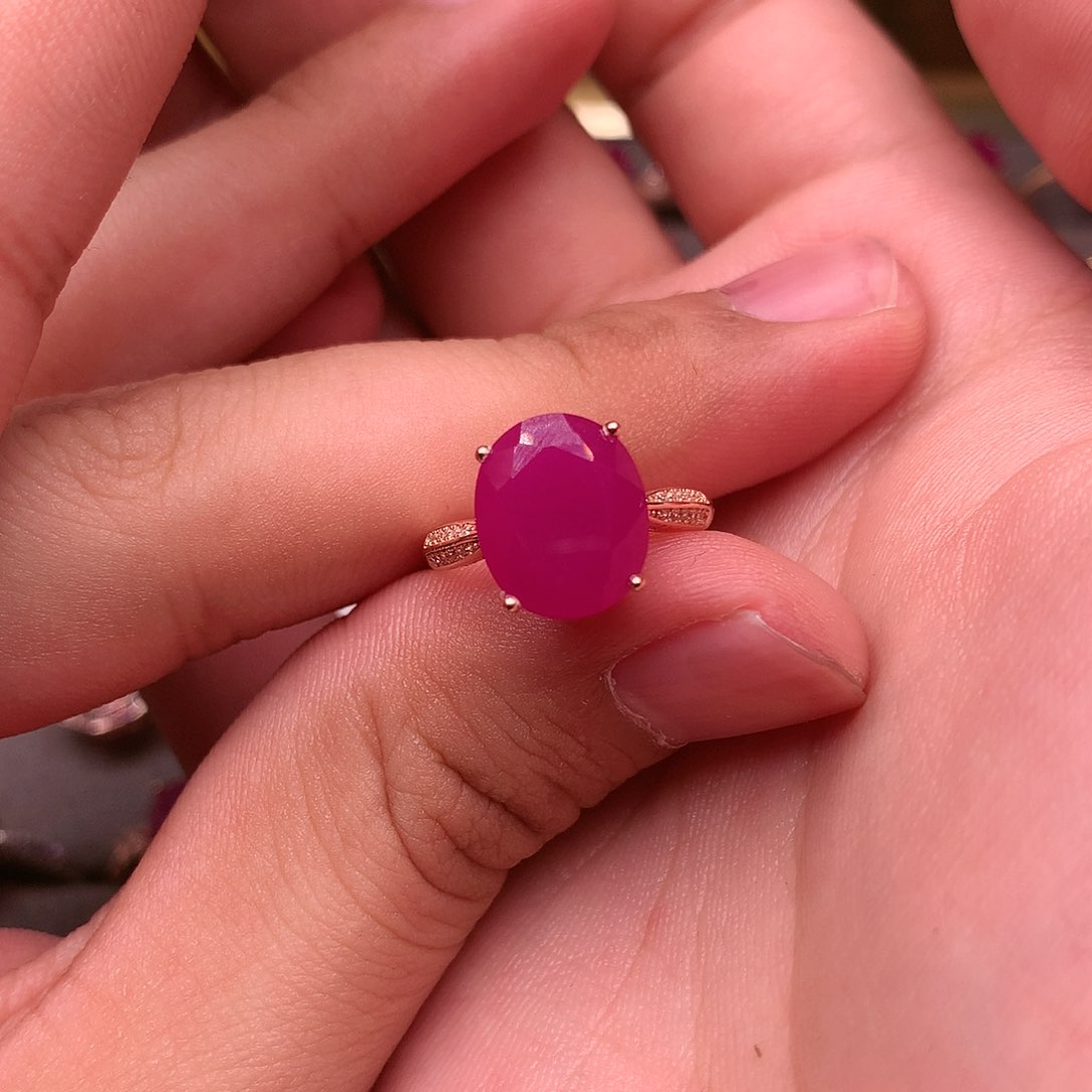 红宝石戒指银S925镶嵌