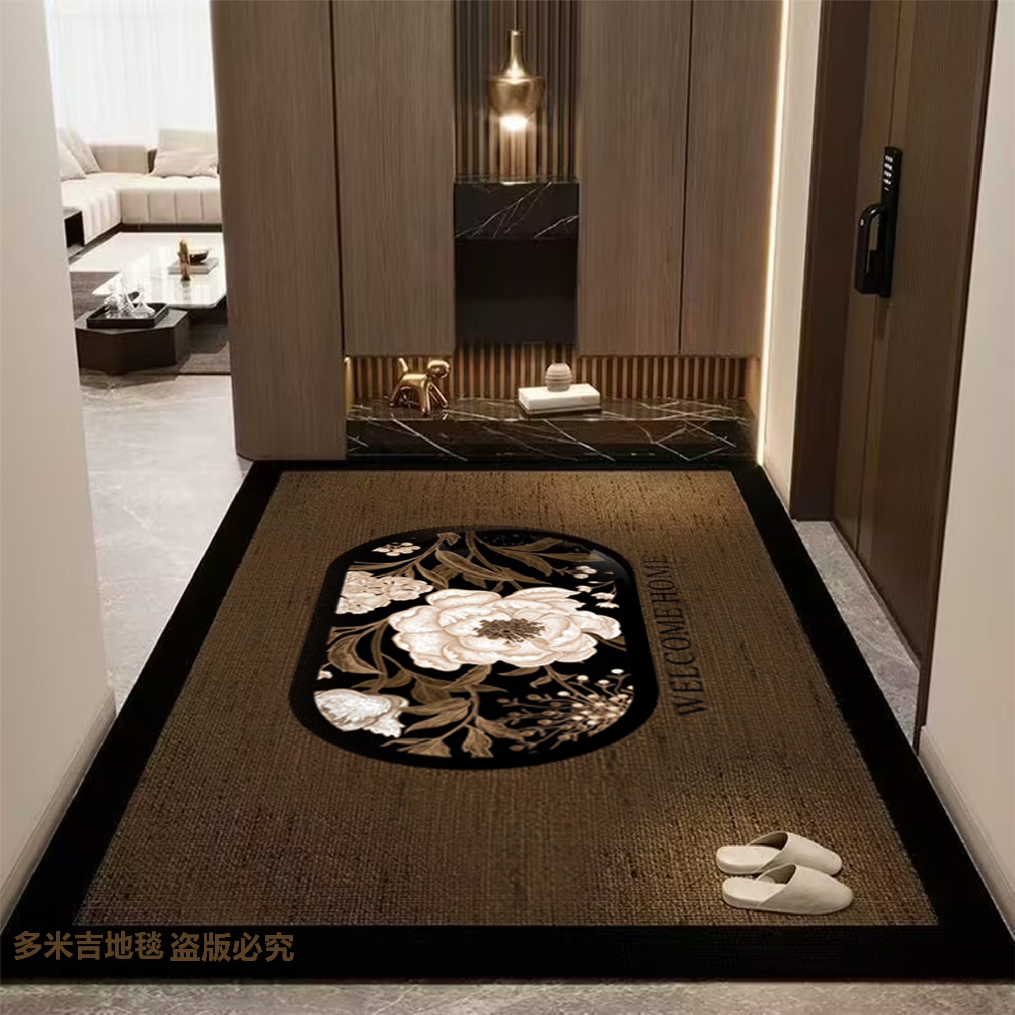 【加大尺寸】晚逸花影潮流大尺寸门口浴室地毯地垫硅藻泥底垫飘1