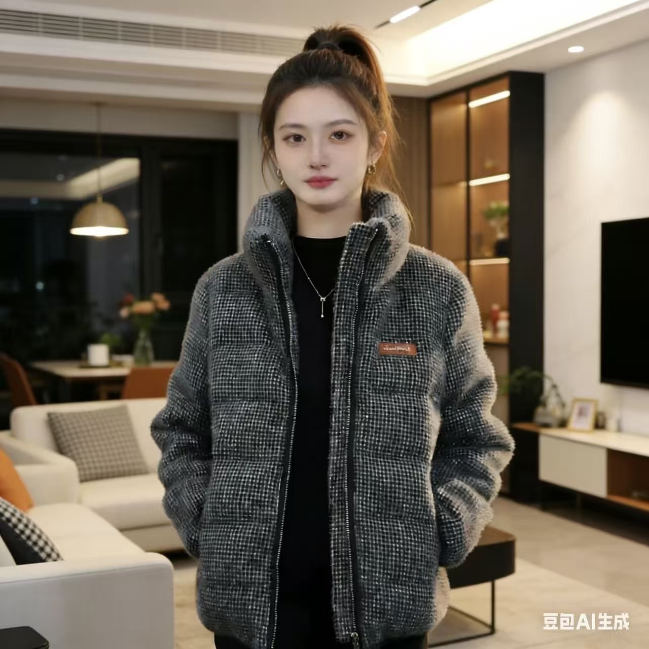 运费补贴）秋冬显白高级灰棉女服外套女流行时尚女装御寒保暖外套