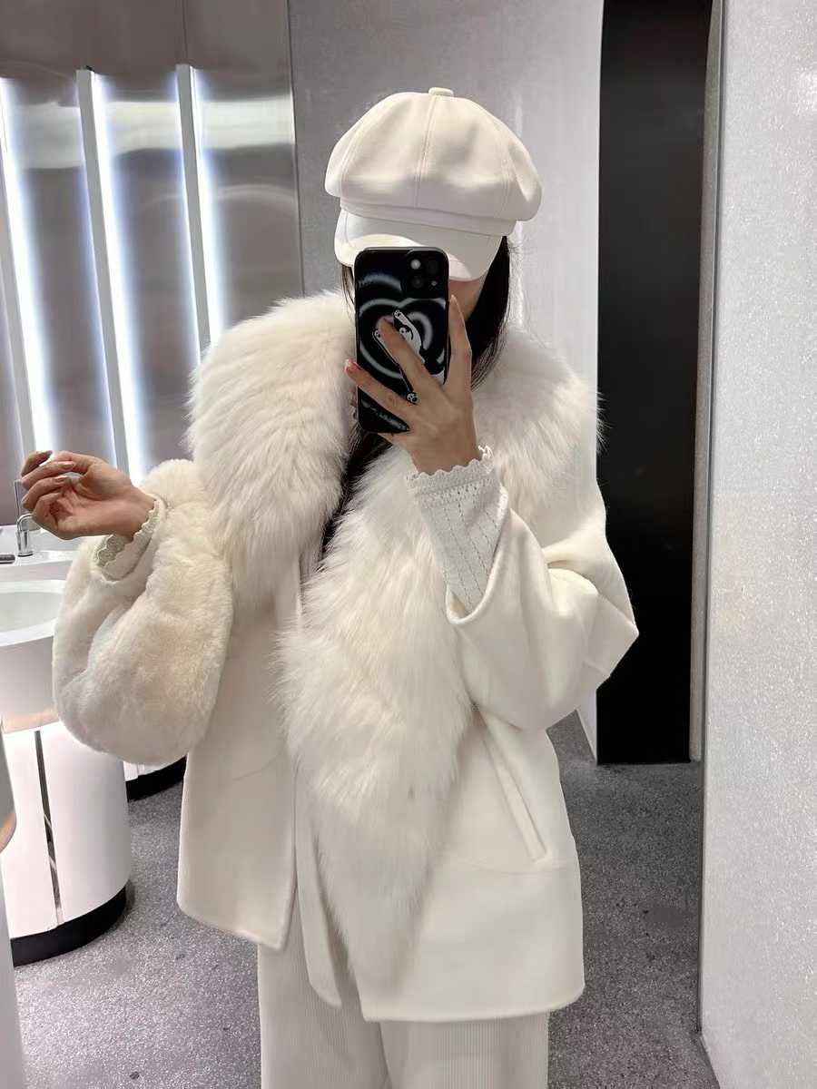 毛呢外套加厚气质圆领可拆卸时尚长袖翻领纯色韩版