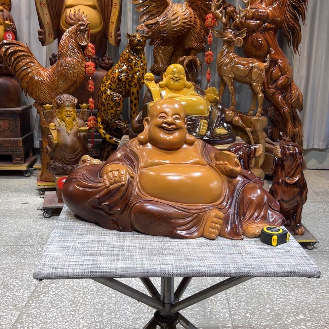 %***香樟木实木根雕摆件弥勒