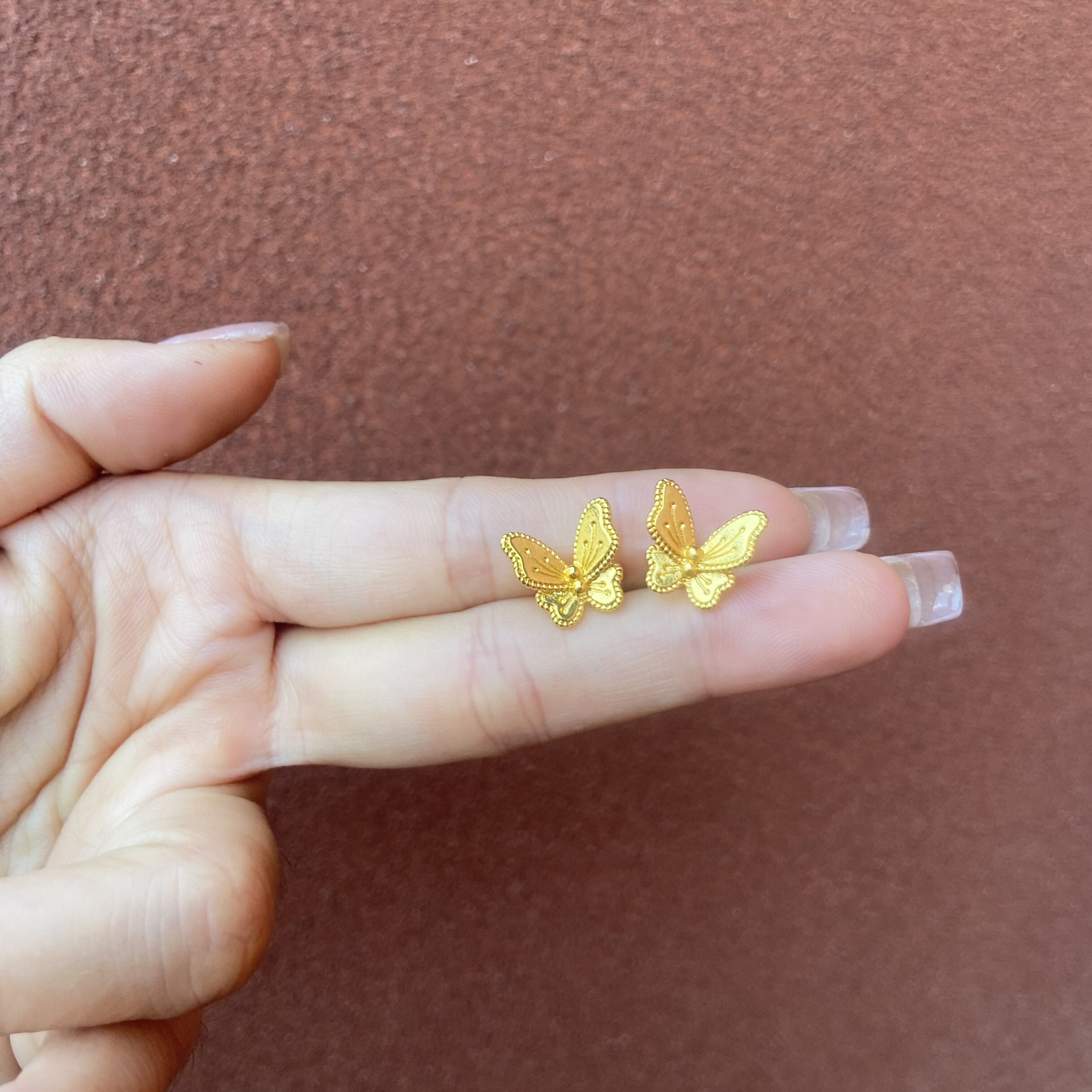 足银合成锆石耳饰 380-精工蝴蝶耳钉