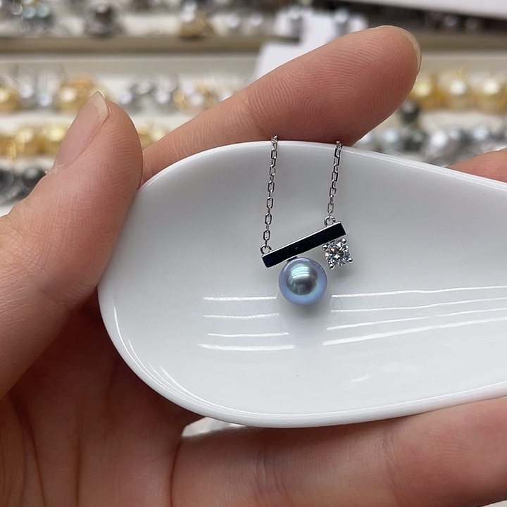 海水珍珠银S925镶嵌项链