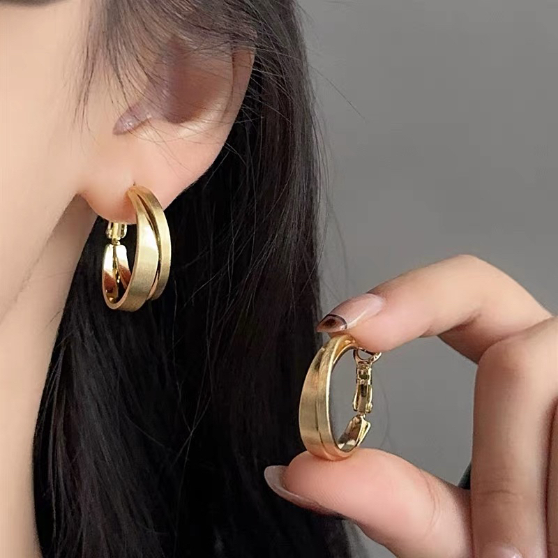 锌合金耳饰 耳饰 双环耳环轻奢小众高级感耳饰