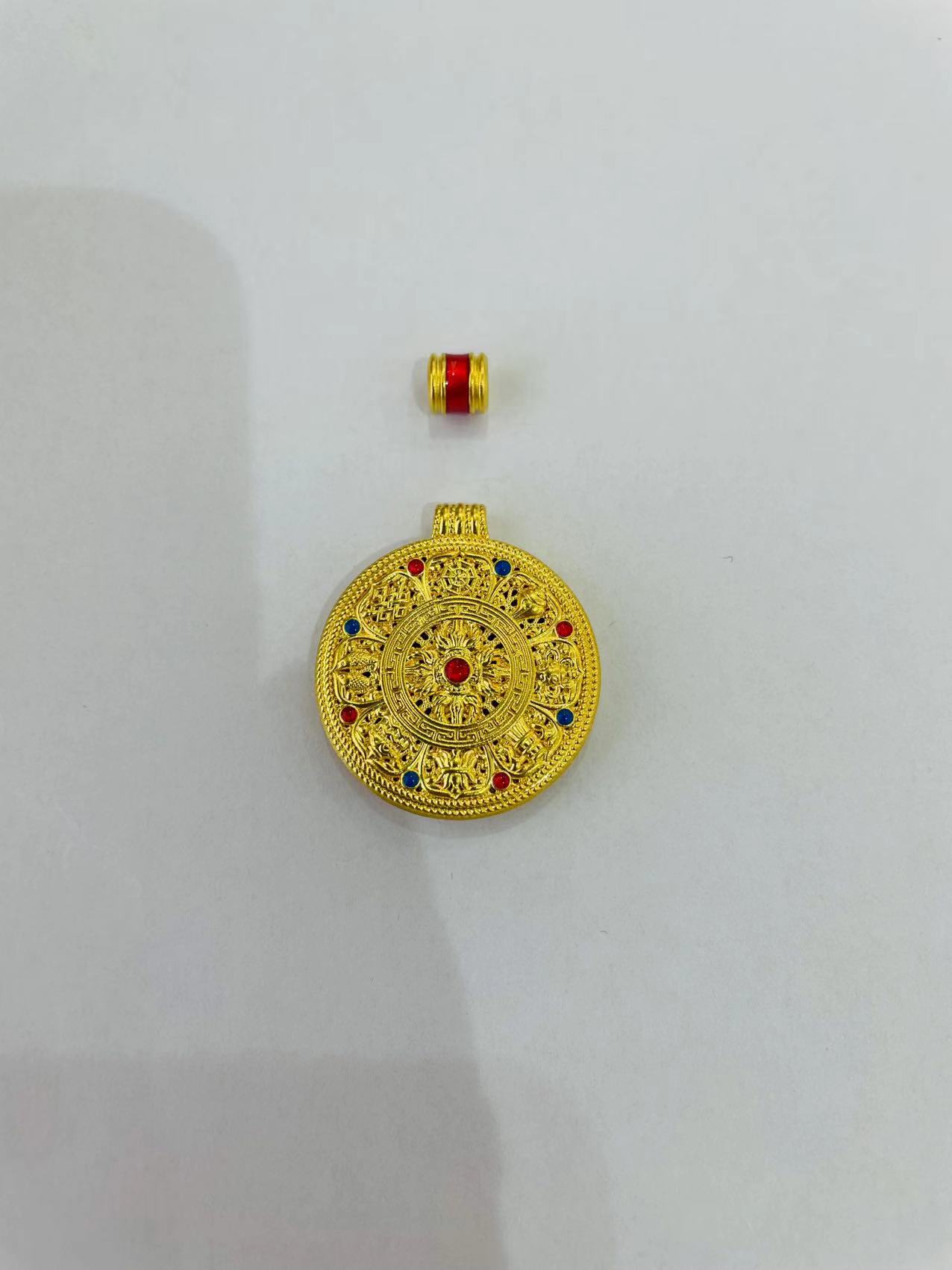 足金珐琅八宝罗盘吊坠