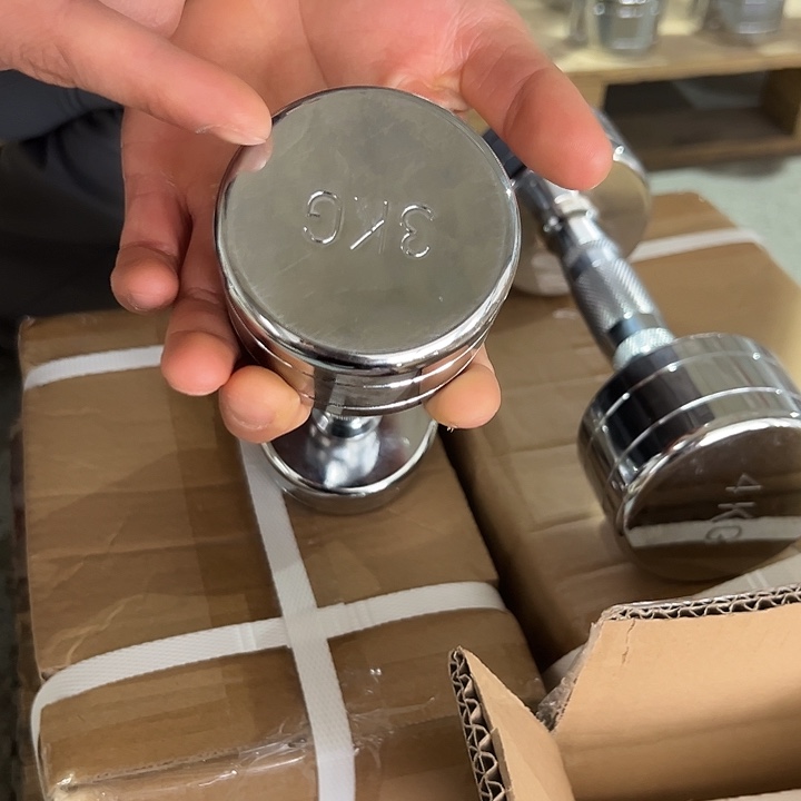 全新电镀纯钢哑铃3公斤一对