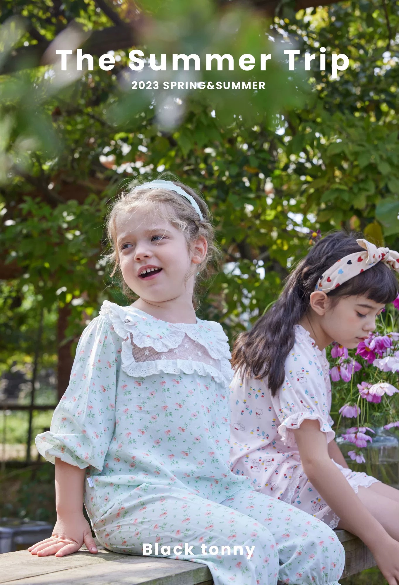 小黑家居服套装女孩亲子休闲风见外包装翻领小童公主风