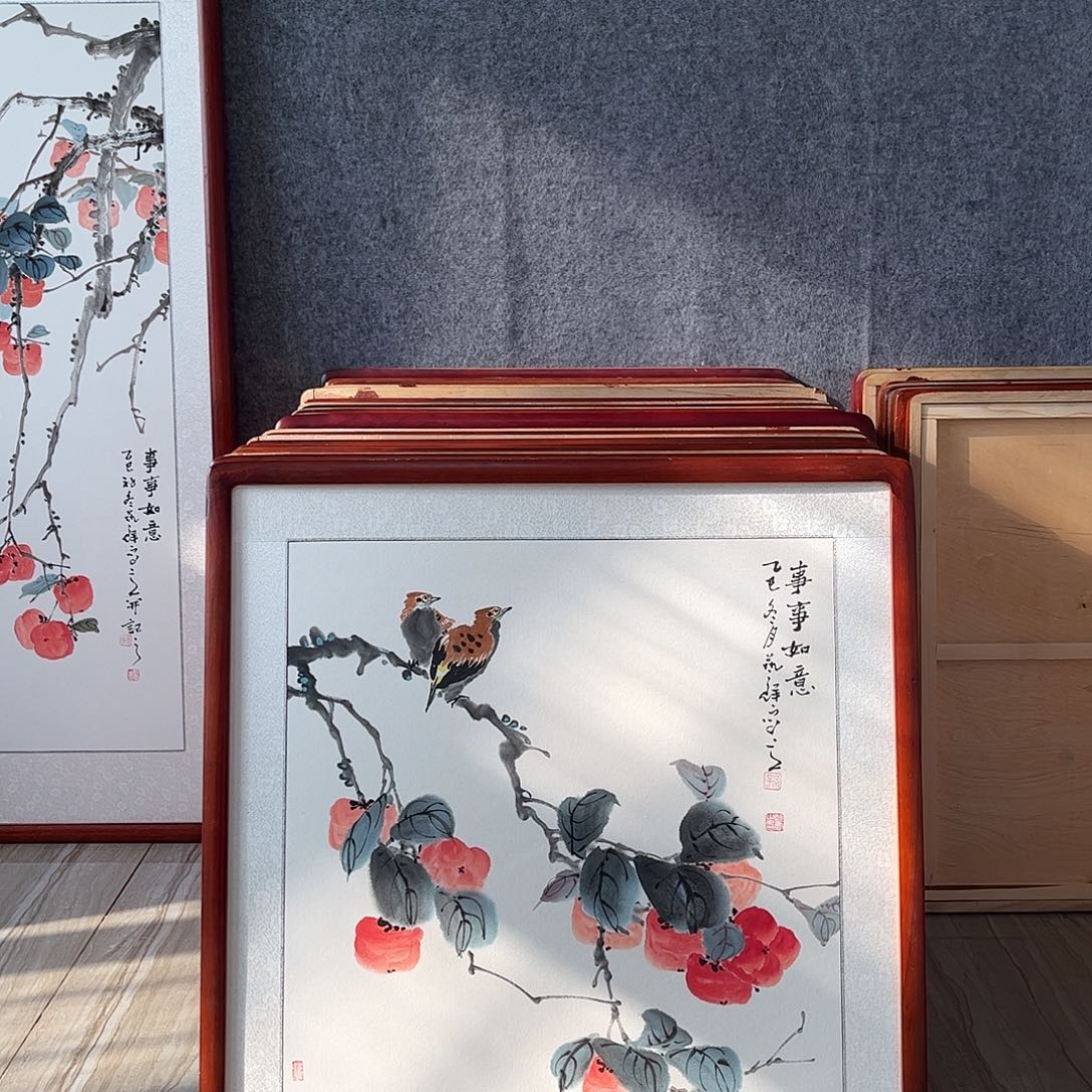 国画书画作品带框63×63