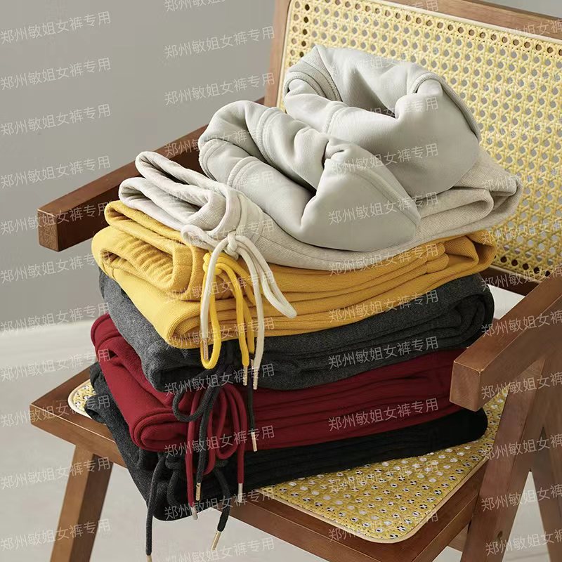 【澳 绒】绵羊 毛加绒蚕 丝羊 绒保暖高腰加厚直筒琥珀弯刀休闲裤XX