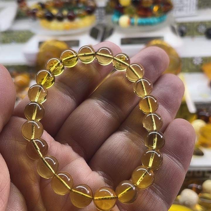 琥珀未镶嵌裸石手串