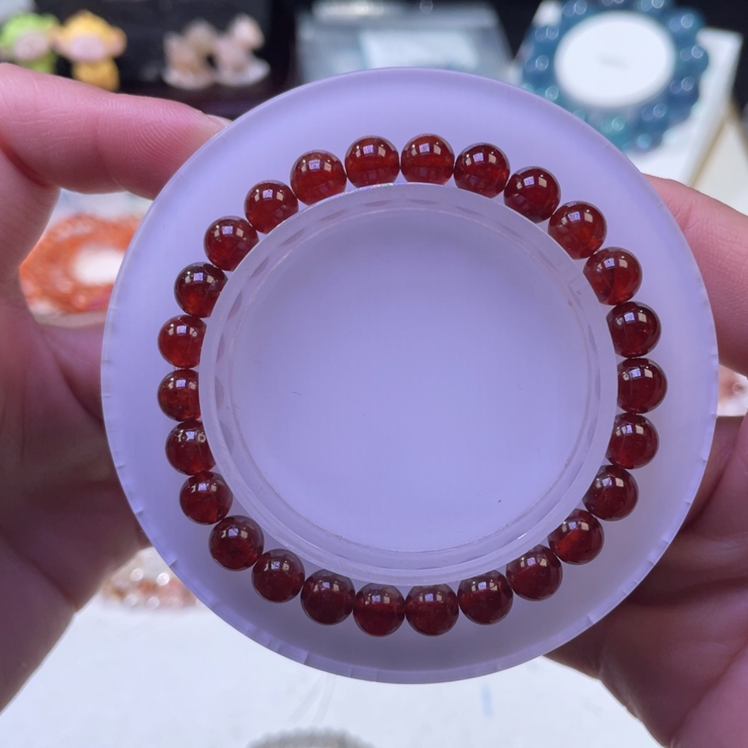 未镶嵌手链水晶橙红石榴石7mm