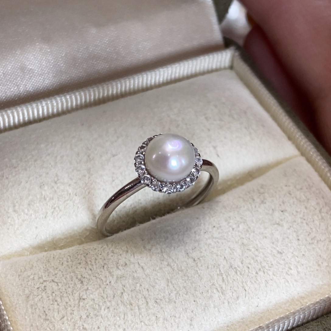 淡水珍珠戒指银S925镶嵌