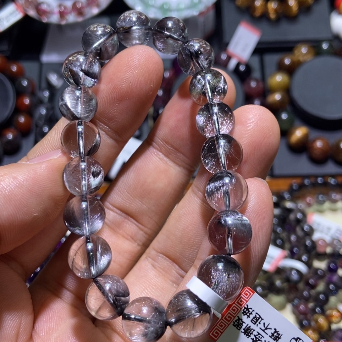 水晶手串未镶嵌C**** 黑银钛