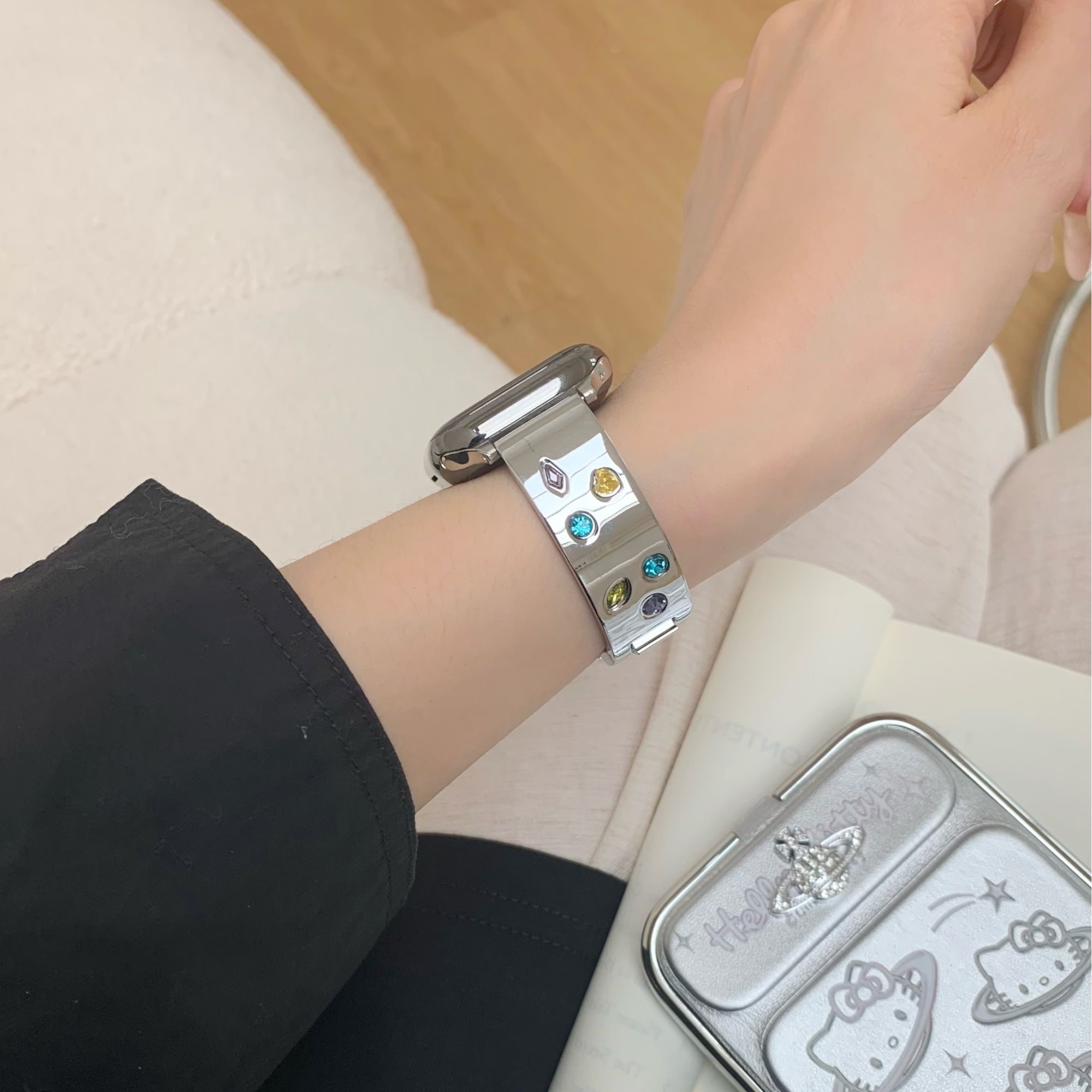 适用华为手表fit3表带夏天星光色彩钻手镯款金属华为fit3表带女生