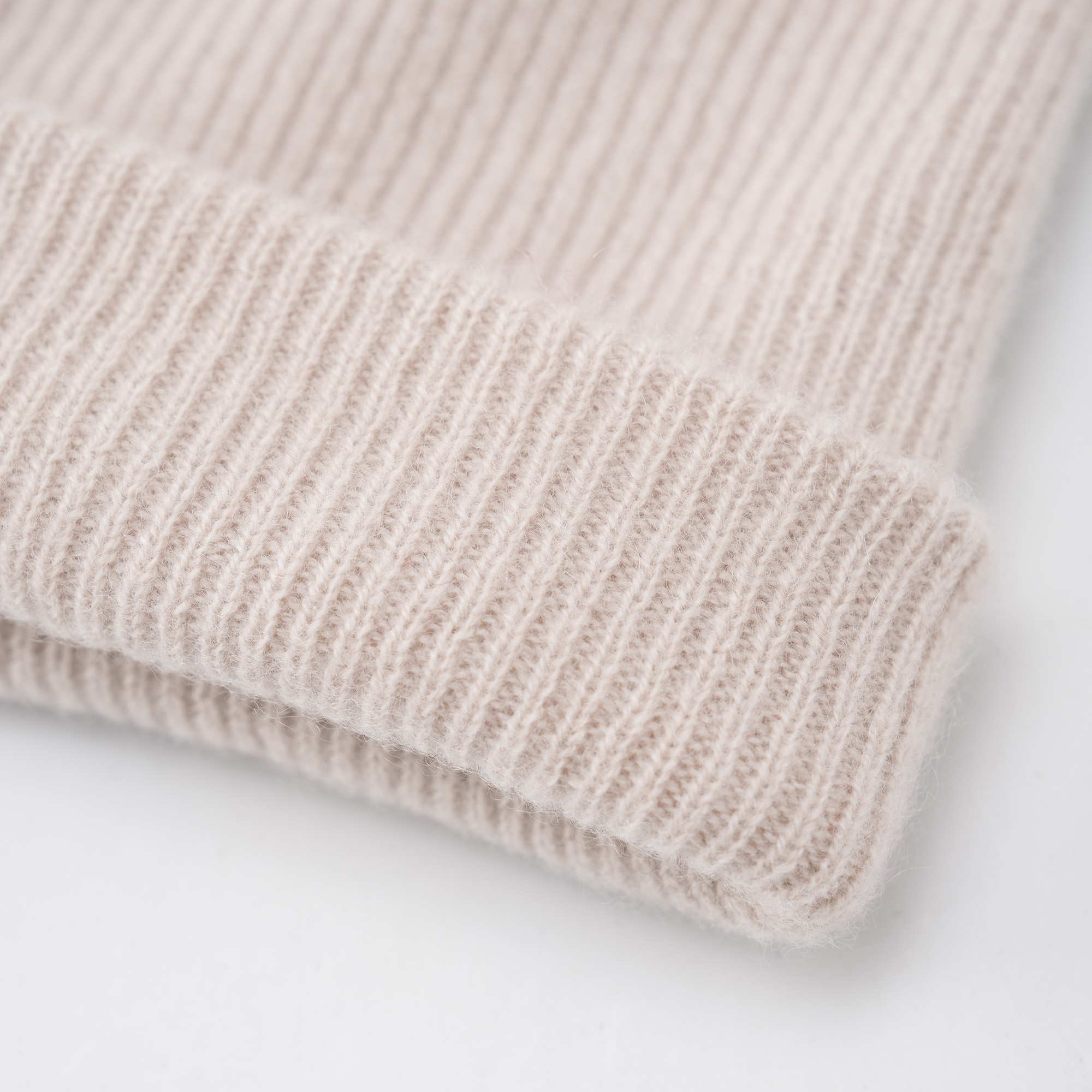 双层针织冬季必备纯色羊绒帽25311