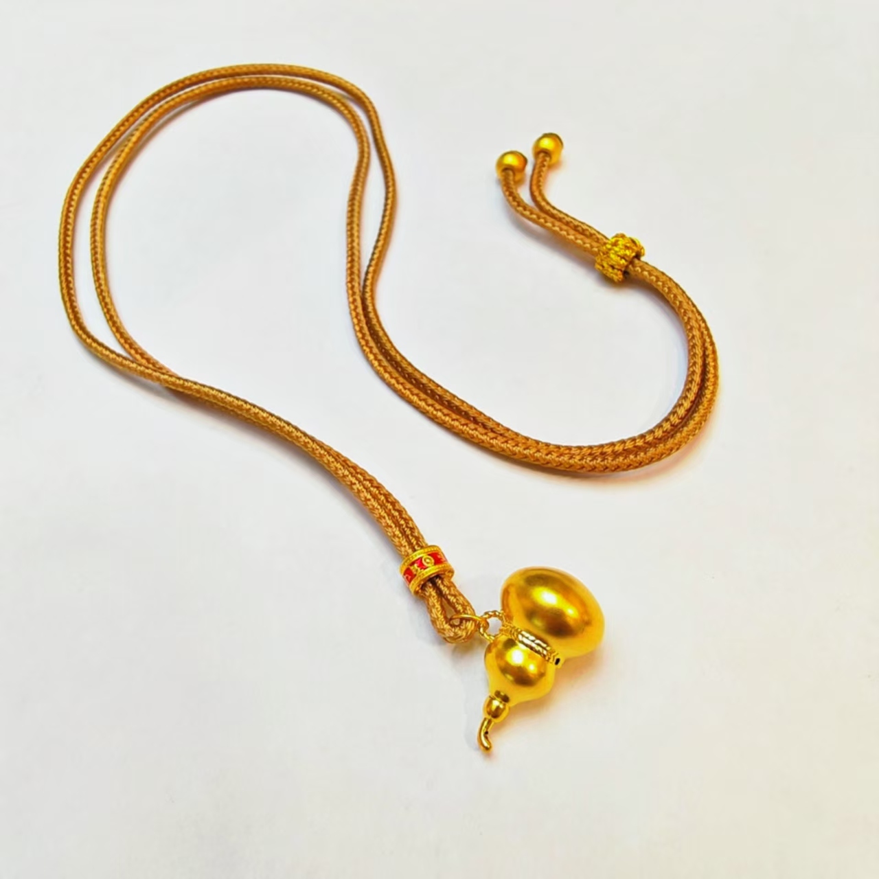 2#足金999  黄绳编织 福字葫芦