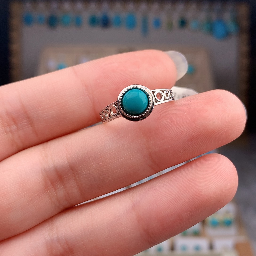 绿松石戒指银S925镶嵌