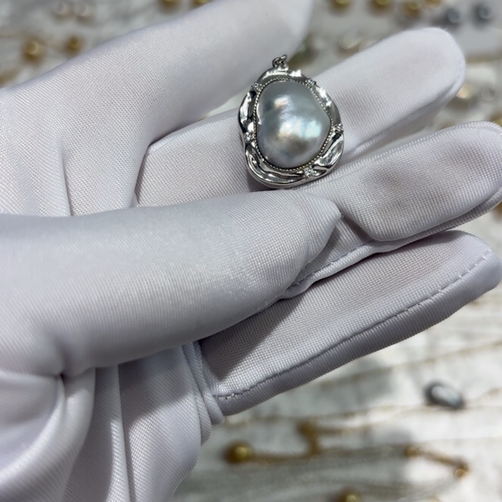 海水珍珠银S925镶嵌颈饰