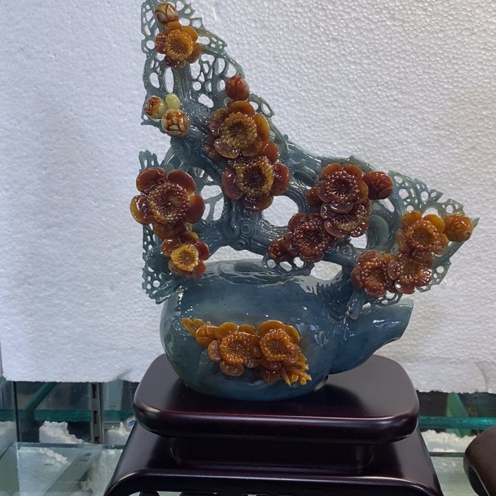 石材涛*家层摆件红梅报喜