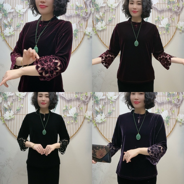 镂空袖旗袍改良加肥加大上衣