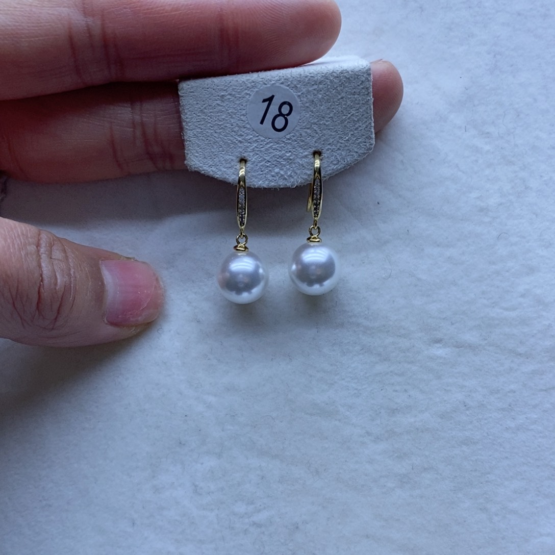 淡水珍珠耳饰银S925镶嵌18